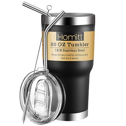 Homitt 30 oz Stainless Steel Tumbler Double Wall Insulated Vacuum Tumbler Powder Coated Tumbler with Splash Proof Lid