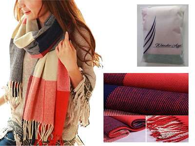 Wander Agio Women's Fashion Long Shawl Big Grid Winter Warm Lattice Large Scarf